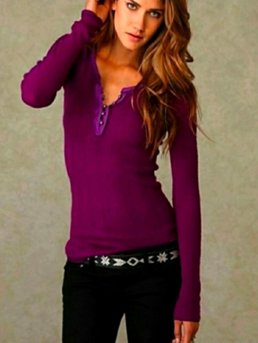 We The Free People Purple Knit Long Sleeve Sweater M